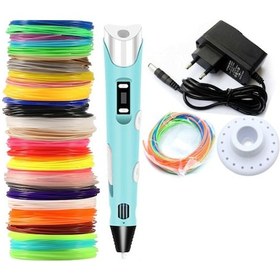 Resim Mavi Renk 3D Pen Kalem Yazıcı ve 75 M Pla Filament 25 Renk x 3 M 