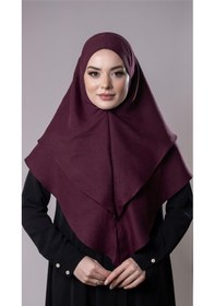 Resim Hürrem Bone Bordo Pratik Hazır Geçmeli Tesettür Eşarp Pamuk Caz Kumaş Çift Katlı Düz Hijab 2303 16 