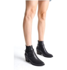 Resim Mubiano Hakiki Deri Collection Kadın Fermuarlı Kısa Kalın Topuk Bot&bootie Siyah - Mczfr228 - S Siyah 