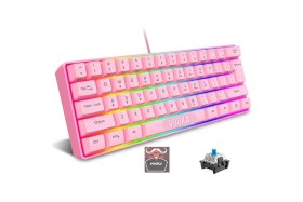 Resim Vooka Trol Blue Switch Mini RGB Oyun Klavyesi 62 Tuşlu Pembe Uyumlu USB Tip-C Kablosu Özellikler 