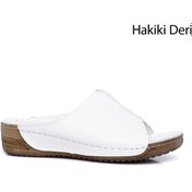 Resim GÖNDERİ(R) Kadın / Kız Beyaz Hakiki Deri Terlik 