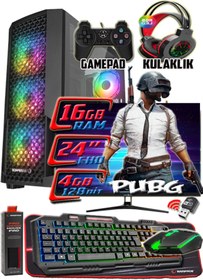 Resim WARBOX PUBG 24" Monitör i5 3350p 16gb Ram 256gb Ssd 250gb Hdd R7 240-4gb E.kartı Gaming Takım Bilgisayar 