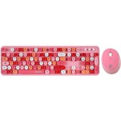 Resim Everest Round Km-6282 Renkli Tuşlu Pembe Kablosuz Q Multimedia Klavye + Mouse Set Optik 