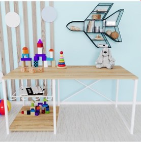 Resim Çalışma Masası Çocuk Etkinlik Oyun Aktivite Masası Beyaz - Krem 