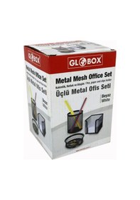 Resim Globox 6154 Metal Siyah Ofis Seti 3'lü, Gri 