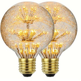 Resim Vintage Edison LED Havai Fişek ampul seti (2 adet), G80 220V-240V 1.5W E27 Vidalı 2300K Sıcak Işık Tatil Partisi Ev Dekorasyonu Ampuli Dimlenebilir değil, Boyutlar: 7.98cm X 11.0cm 
