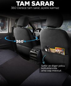 Resim KETHLİNE Renault 9 Reno Broadway Uyumlu Bej Oto Koltuk Kılıfı (tam Takım Ön Arka Araç Koltuk Kılıfı) 