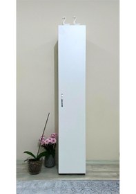 Resim Tek Kapaklı 5 Raflı Çok Amaçlı Banyo Mutfak Kiler Dolabı Beyaz 