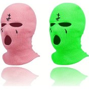 Resim Userfriendly11 Siyah Beyaz Pembe Yeşil 2 Adet Balaklava Yüz Maskesi Yumuşak Sıcak Akrilik Kış Sporları Açık Hava Aktiviteleri Pembe + Yeşil 