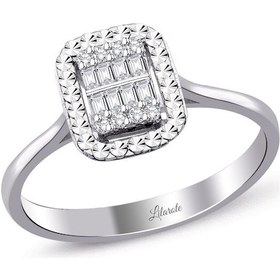 Resim 0.12 Ct. Modern Tasarım Baget Kare Tektaş Yüzük 