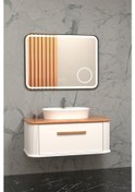 Resim Casse 100 Cm Beyaz Lavabolu Banyo Dolabi - Beyaz / Kayin Çok Renkli 