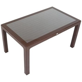 Resim Depootoptan Mandella 90X150 Elit Rattan Masa (Camlı) Kahverengi 