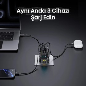 Resim Gravastar ALPHA65 Gri Robot Figürlü 65W Hızlı Şarj Adaptörü 