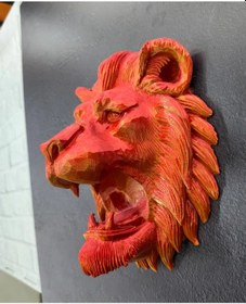 Resim Gold Kırmızı Aslan Duvar Dekoru Asılabilir Hediyelik 3d Heykel 20x21 Cm 