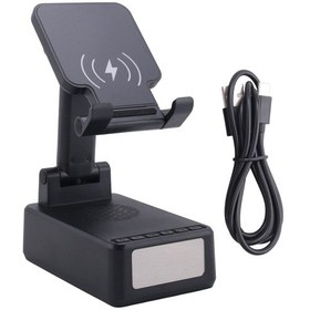 Resim Dikey Katlanır Ses Bluetooth Hoparlör Cep Telefonu Tutucu İle Siyah 