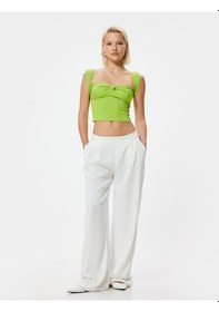 Resim Koton Crop Straplez Üst Kol Detaylı Kalp Yaka Yeşil 4sak10848ek 