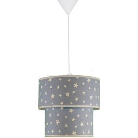 Resim Şenay Aydınlatma Çocuk Odası İkili Silindir Kumaş Avize Sarkıt-Mavi Yıldız 