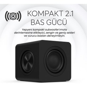 Resim Creative Pebble X Plus Siyah 2.1 15W USB-C Bluetooth 5.3 RGB Aydınlatmalı Masaüstü Multimedya Hoparlör Seti 