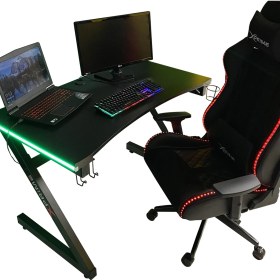 Resim Xprime Markus Oyuncu Masası 115 cm Genişlik 78 cm Yükseklik Siyah Ahşap ile RGB Ledli Özellik 