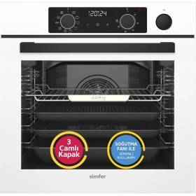 Resim Simfer 8245 11 Fonksiyon Steam Master Ankastre Fırın Beyaz Cam Dijital 