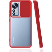 Resim Kılıfmania Xiaomi Mi 12 Kapak Lensi Açılır Kapanır Kamera Korumalı Silikon Kılıf - Kırmızı 