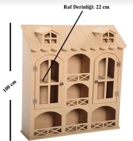 Resim Ahşap Boyanabilir Mdf Dekoratif 2 Kapaklı Ve 3 Raflı Duvar Rafı - 