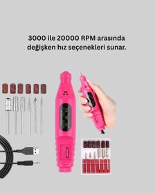 Resim Elektrikli - 923 - Manikür Pedikür Törpü Seti - Glblseme - 6 Başlıklı 