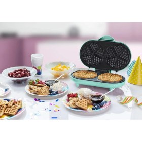Resim Bestron Çift Kalp Waffle Makinesi, 1000W, Yapışmaz Kaplama, Nane Yeşili, Mükemmel Waffle Keyfi 