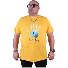 Resim Moc Grande Mocgrande Büyük Beden Erkek Sıfır Yaka Tişört Surf 23117 Sarı-Sarı Çok Renkli 