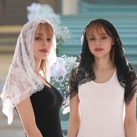 Resim Camellia Dantel Mantilla Peçe Zarif Düz Renk Düğün Gelin Tül Başörtüsü İnce Nefes Alabilen İplik Şal 