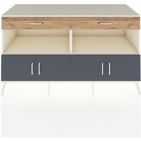 Resim Kronos Konsol 2 Raflı 2 Çekmeceli 4 Kapaklı 176x59x99 Aytaşı-antr Aytaşı-antrasit/çam 