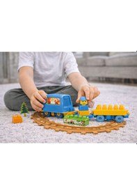 Resim Bloklu Tren Seti Raylı Tren Oyuncak Eğitici Blok Oyuncak 3+ Yaş 