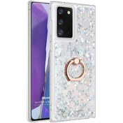 Resim Samsung Galaxy Note 20 Kılıf Glitter Liquid Holder Gümüş Microsonic