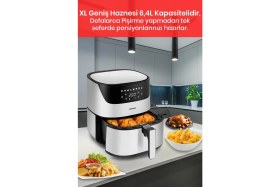 Resim Özbience Yüksek Güçlü 6,4l Inox Dokunmatik Airfryer, Yağsız Sıcak Hava Fritöz 