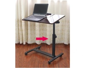 Resim Hodbehod Yerden Yükseklik Ve Eğim Ayarlı Mouse Bölmeli Tekerli Laptop Sehpası Bilgisayar Masası 