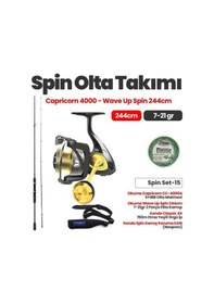 Resim Okuma Capricorn Cc-4000a Olta Makinesi - Okuma Wave Up Spin 244cm 7-21gr Olta Kamışı Spin Set -15 