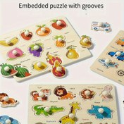 Resim Erken Çocukluk Bilişsel Bulmaca Tahtası - Ahşap Şekil Sıralama Oyunu, Renkli Hayvan ve Nesne Eşleştirme Bulmacaları, Tutma Sapları ile, İnce Motor Becerileri Geliştirme Oyuncak, Elektrik Gerektirmez, Çocuk Öğrenme Aracı | Eğlenceli Tasarım | Dayanıklı Ahşap Tahta Halloween, Noel Etkinliği ve Parti Malzemeleri için 