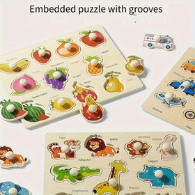 Resim Erken Çocukluk Bilişsel Bulmaca Tahtası - Ahşap Şekil Sıralama Oyunu, Renkli Hayvan ve Nesne Eşleştirme Bulmacaları, Tutma Sapları ile, İnce Motor Becerileri Geliştirme Oyuncak, Elektrik Gerektirmez, Çocuk Öğrenme Aracı | Eğlenceli Tasarım | Dayanıklı Ahşap Tahta Halloween, Noel Etkinliği ve Parti Malzemeleri için 