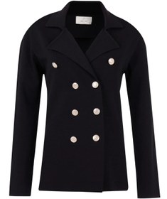 Resim Styleboom X Peraluna KATHERINE BLAZER Çelik Örgü Klasik Kesim Düğmeli Blazer Kadın Triko Ceket - Siyah - Camel / L 