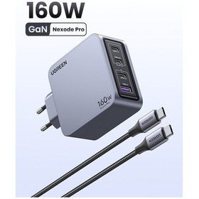 Resim Ugreen Nexode Pro 160w Gan Hızlı Şarj Cihazı 100w Kablolu Usb-c Qc Pd 3xusb-c, 1xusb-a, Uzay Grisi, 25877 