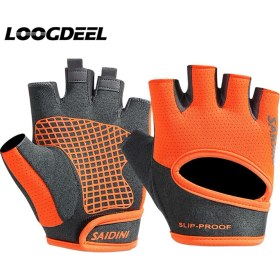 Resim Liangduo Shop Turuncu Tarzı L Boyutu Loogdeel Yarım Parmak Bisiklet Eldiveni Kaymaz Nefes Darbeye Dayanıklı Aşınmaya Dayanıklı Açık Alan Sporları Boks Koşu Unisex Eldiven (Yurt Dışından) 