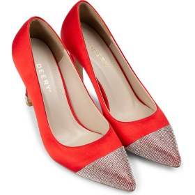 Resim Deery Kırmızı Saten Taşlı Stiletto Kadın Topuklu Ayakkabı - K0030zkrmm01 Kırmızı 