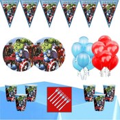 Resim Avengers Tema Doğum Günü Parti Seti Süsler 24 Kişilik 