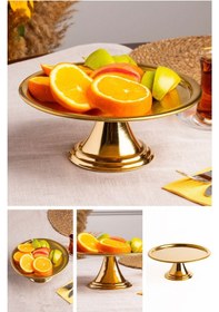 Resim Gold Yuvarlak, Ayaklı Şık Kek, Pasta, Kurabiye Ve Tatlı Servis Sunum Standı Gold 