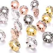 Resim 10 Adet 15mm Büyük Delikli Rondel Spacer Boncuklar, Taşlı Daire Boncuk Seti - Takı Yapımı için Kolye, Küpe, Bileklik ve Anahtarlık DIY Malzemeleri 