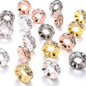 Resim 10 Adet 15mm Büyük Delikli Rondel Spacer Boncuklar, Taşlı Daire Boncuk Seti - Takı Yapımı için Kolye, Küpe, Bileklik ve Anahtarlık DIY Malzemeleri 