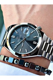 Resim Bentini Takvimli Erkek Kol Saati – Çelik Kordon, 3 ATM Su Geçirmez, 2 Yıl Garantili, Hediye Bileklik 