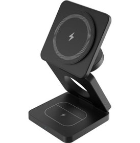 Resim Xuweiwei Siyah Pro Katlanabilir 3ü 1 Arada Manyetik Kablosuz Sarj Istasyonu Qi Uyumlu Telefon Saat Kulaklik Sarj Aleti 36v Hediyelik 