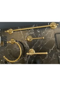 Resim İsaoğlu Yapı Mat Gold Havluluk Antik Gold Banyo Havluluk Vintage Model Havluluk Gold 