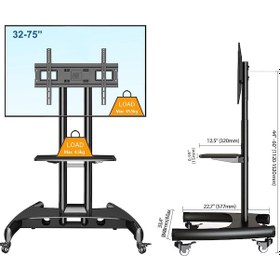 Resim Nb North Bayou Ava1800-70-1p 55" - 90" Tv Uyumlu, Lcd, Led, Oled, Plazma, Dvd Ve Webcam Standlı, Yükseklik Ayarlı, Kablo Kanallı, Tekerlekli, Tuv Sertifikalı, Profesyonel Tv Sehpası 